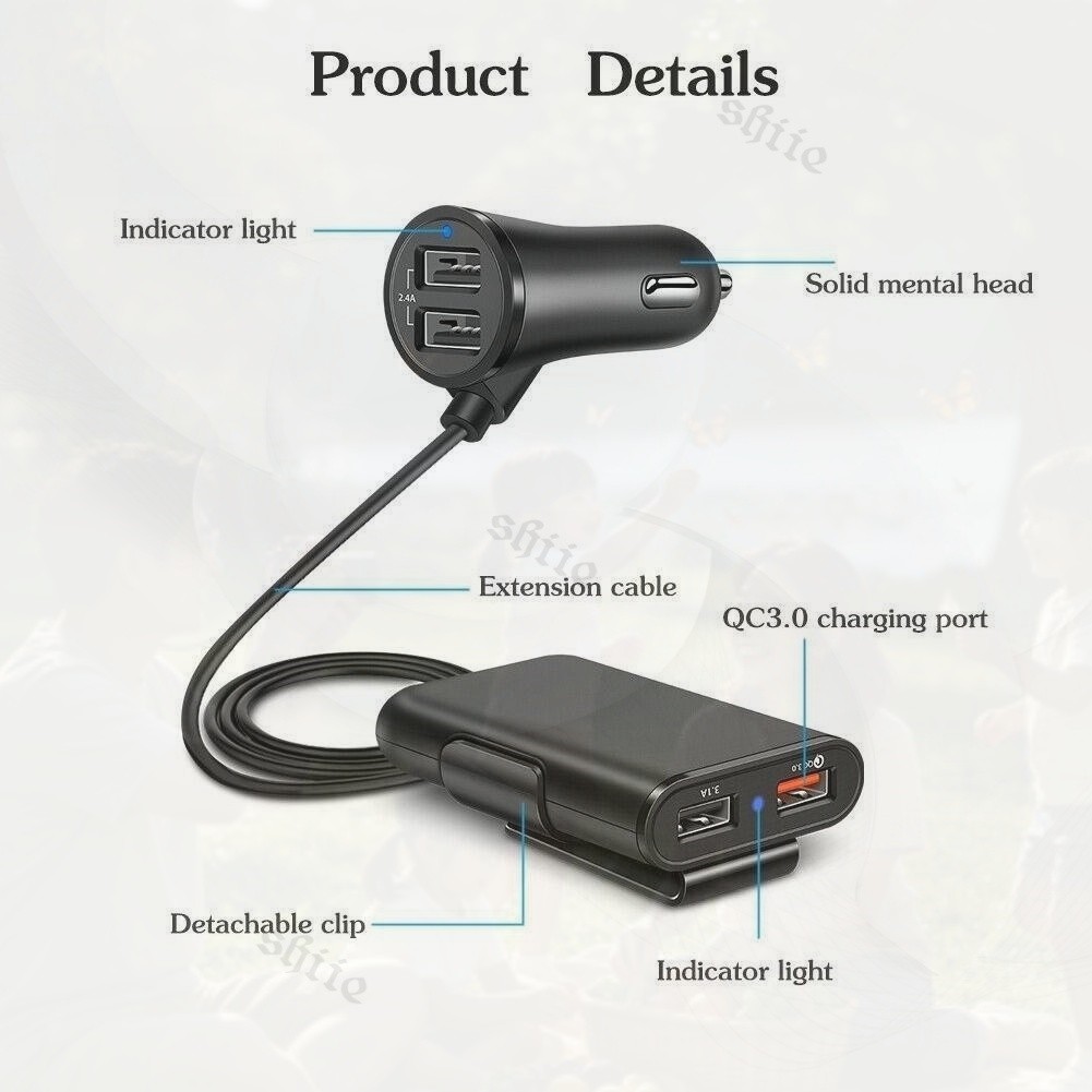 Kivee Car Charger Mobil Fast Charging Type C USB 36W Quick Charger LCD display Dual Ports