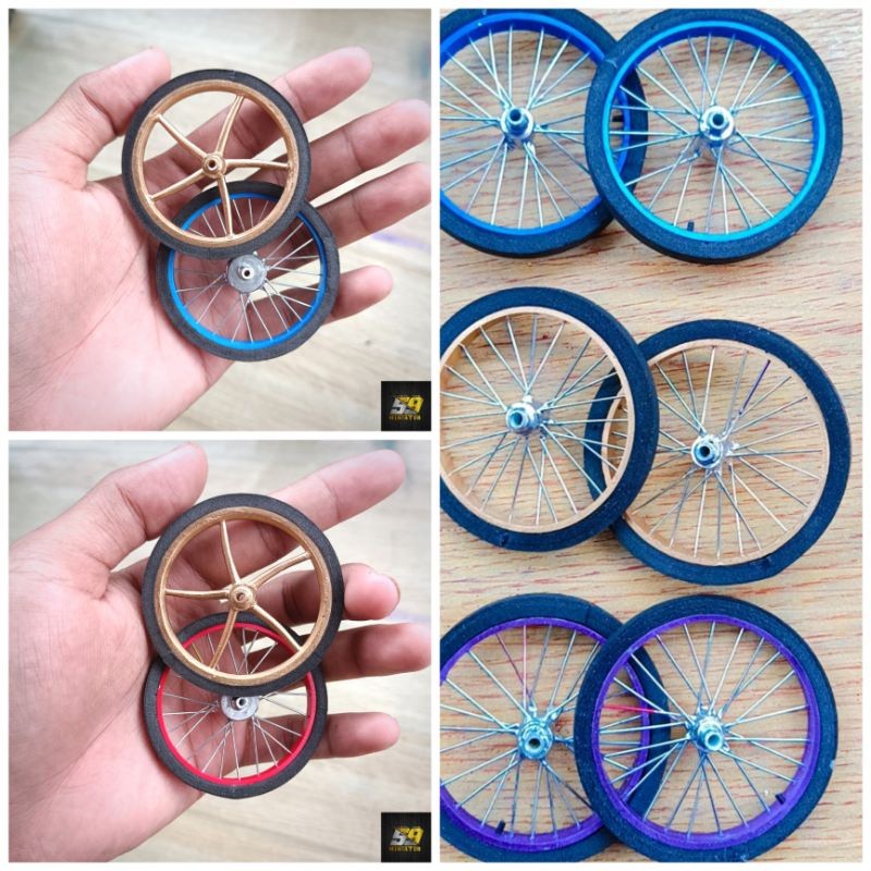 Terbaru velg+ban miniatur motor drag  RCB DAN RUJI ,sepasang 