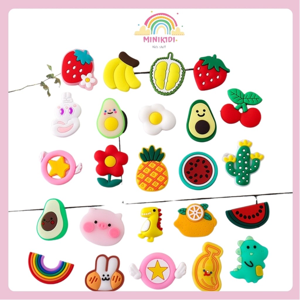 MINIKIDI (AGK06) Jibbitz Charm Aksesori Sandal DIY/Hiasan Sandal Sepatu Gesper /Karakter Bunga / Tem