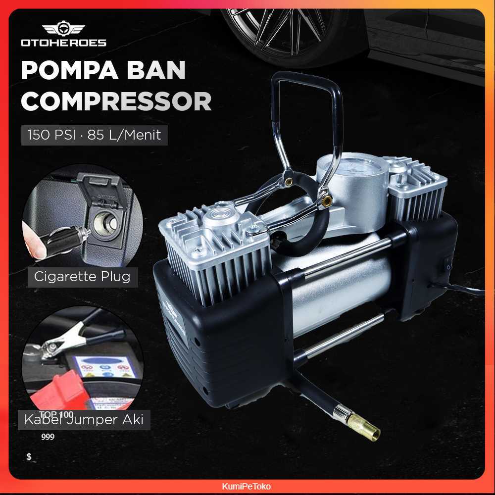 OTOHEROES Pompa Ban Compressor Double Cylinder 12V 150 PSI - 628-4X4
