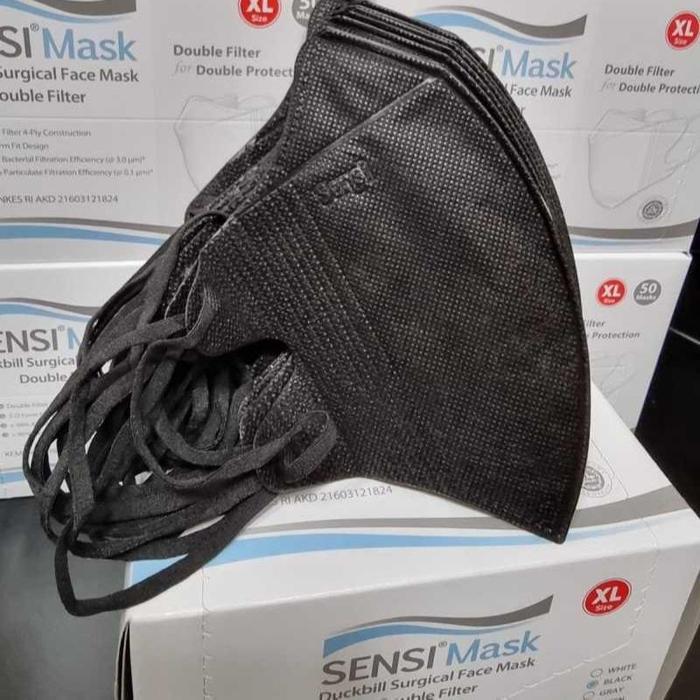 [Promo] MASKER SENSI DUCKBILL 4PLY Masker 3 ply Face DUCKBILL mask isi 50pcs asli SENSI - XL HITAM