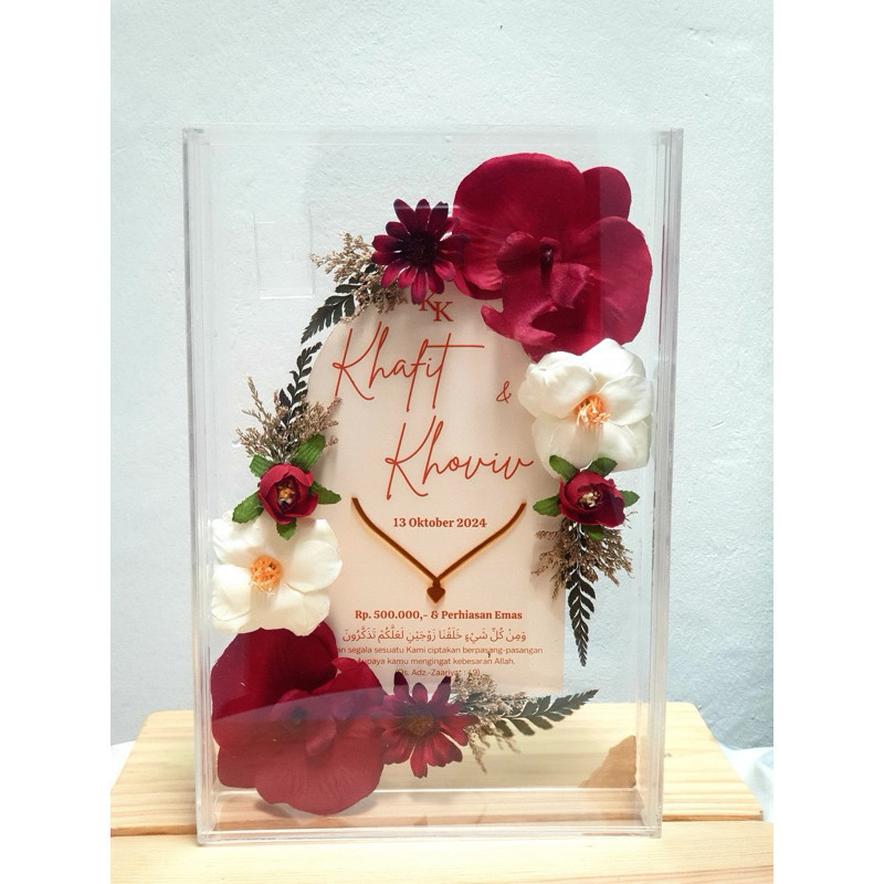 BINGKAI MAHAR PERNIKAHAN FULL AKRILIK MAHAR AESTHETIC  MAHAR UANG 3D BINGKAI MAHAR MEWAH BINGKAI MAH