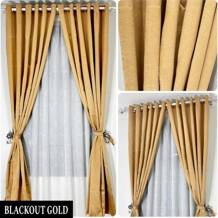 GORDEN BLACKOUT PREMIUM TEBAL / GORDEN BLACKOUT POLOS PINTU DAN JENDELA - BLACKOUT GOLD, 135 x 170 c