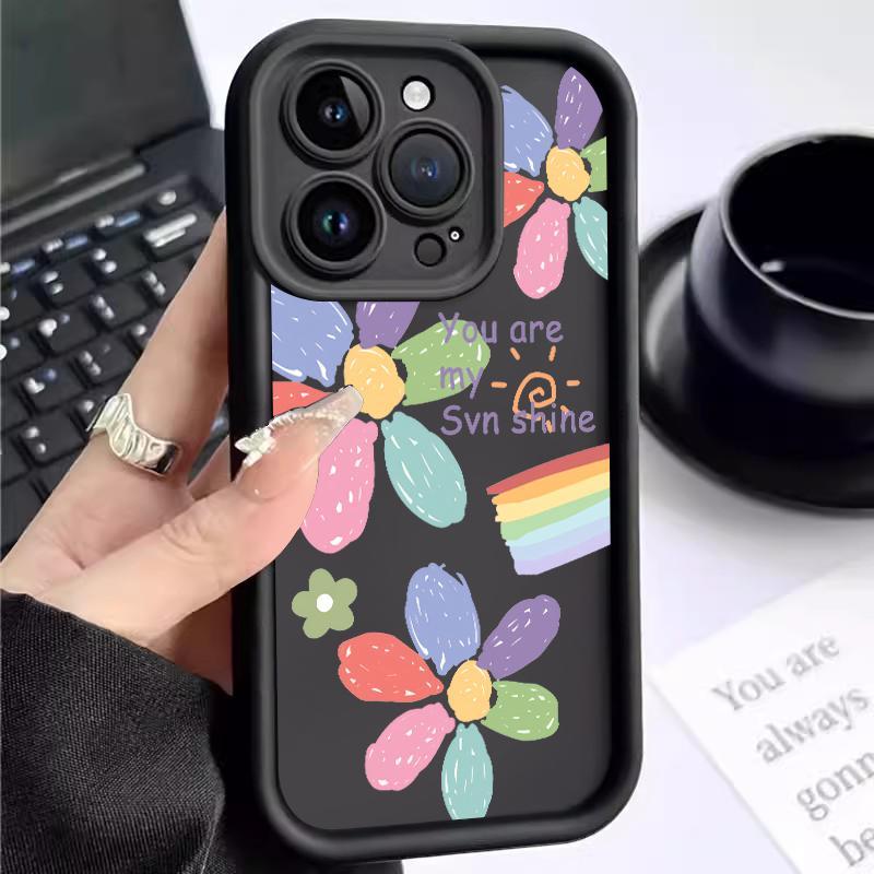 Case Xiaomi Redmi A1 A2 A3 K60 Ultra Note 13 5G Pro Plus Silicone Minimalis Bunga Pelangi Tulip Lens