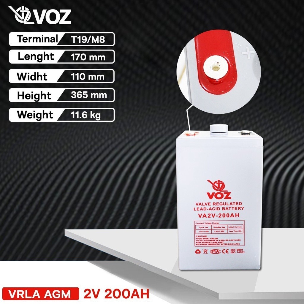 Aki Kering - Voz Aki Kering VRLA 2V 200Ah - BATERAI BATERE BATERI AKI KERING  VOZ 2V 200Ah