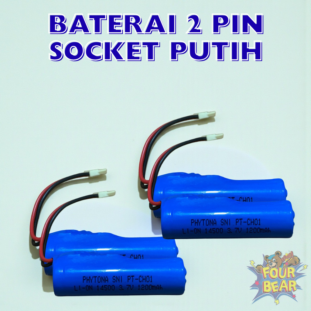 PHYTONA Lithium Baterai Charger Type Li-On 14500MAH 3.7Volt Socket 2 Pin Batre Speaker Bluetooth RC