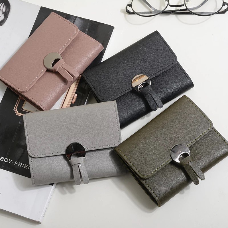 D154 Dompet Lipat Pendek Wanitat / Dompet Kancing Fashion Korea / Dompet Mini Cewek Impor