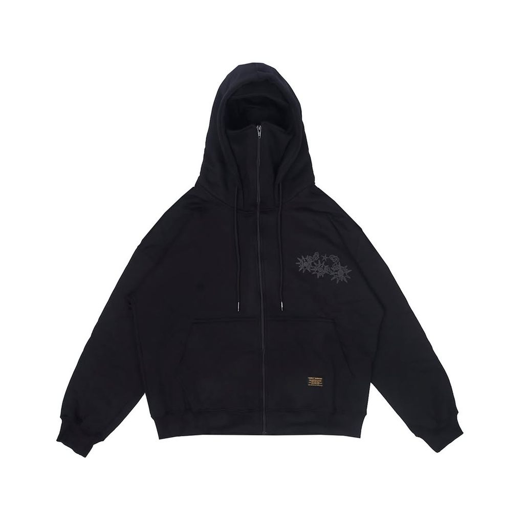 308 ABSLTUNSCRD - ZIP HOODIE MASK 308 SPIKE BALL - BLACK