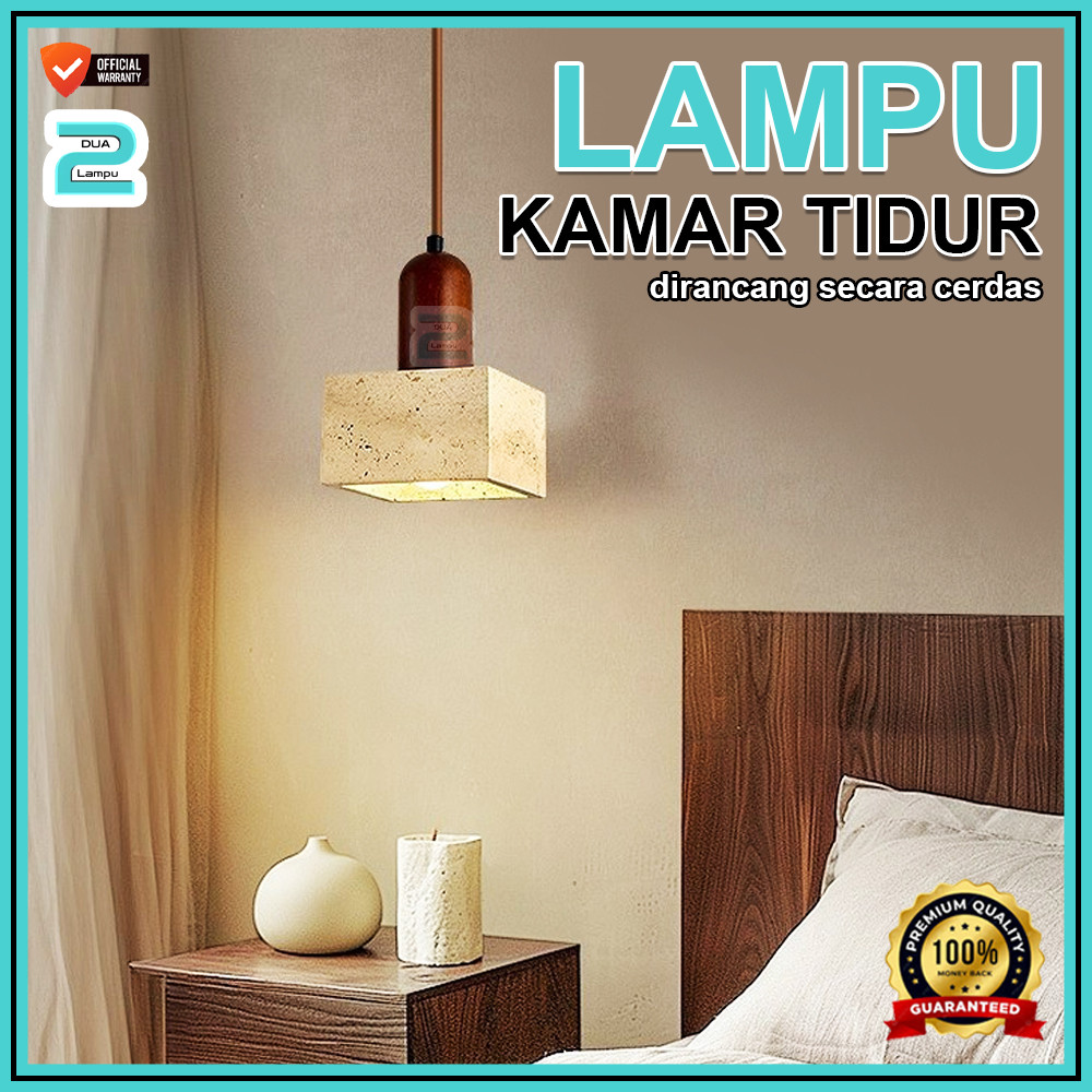 Lampu Gantung Model Baru Hias Dekorasi Ruang Tamu Restoran Kamar Meeting Kayu Batu Alam Minimalis