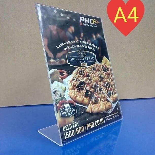 Acrylic Tentcard/Nomor Meja Acrylic/Papan Nama /Tempat Brosur uk A4