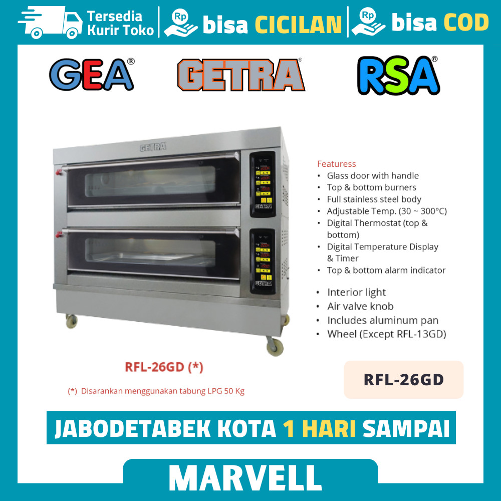 GETRA RFL-26GD RFL 26GD OVEN GAS OVEN 2 DECK 6 TRAY PEMANGGANG ROTI KUE ORIGINAL