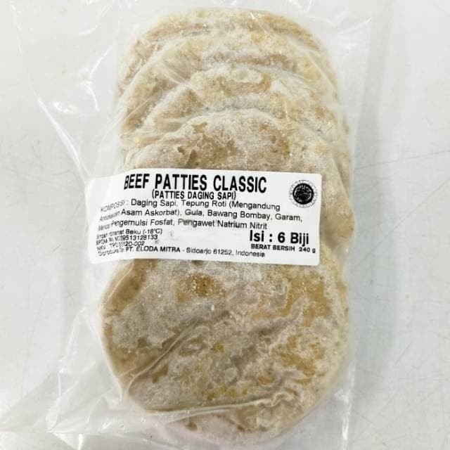 Daging Burger Isian Burger Bernardi Beef Patties Classic Isi 6 Kemasan 240 Gr