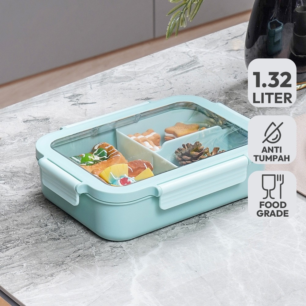 Informa Appetite 1.32 ltr Cara Kotak Makan 3 Sekat - Hijau Lunch Box Food Grade Food Box Kotak Bekal