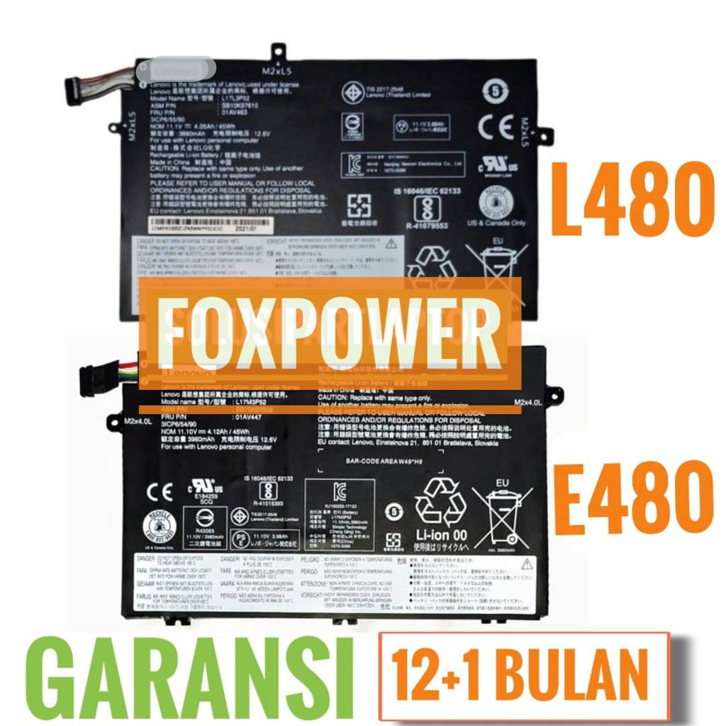Battery Baterai Lenovo E480 E580 R480 R580 L480 L580 L17L3P52 L17L3P51 ORI