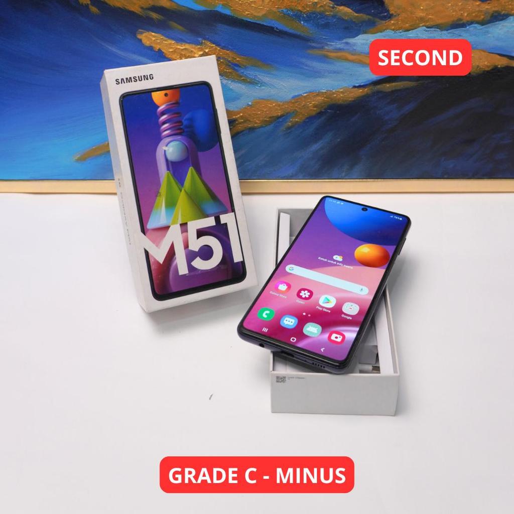 SAMSUNG M51 8/128 GB GRADE C - MINUS HP SECOND ORIGINAL SINAR MUTIARA CELL