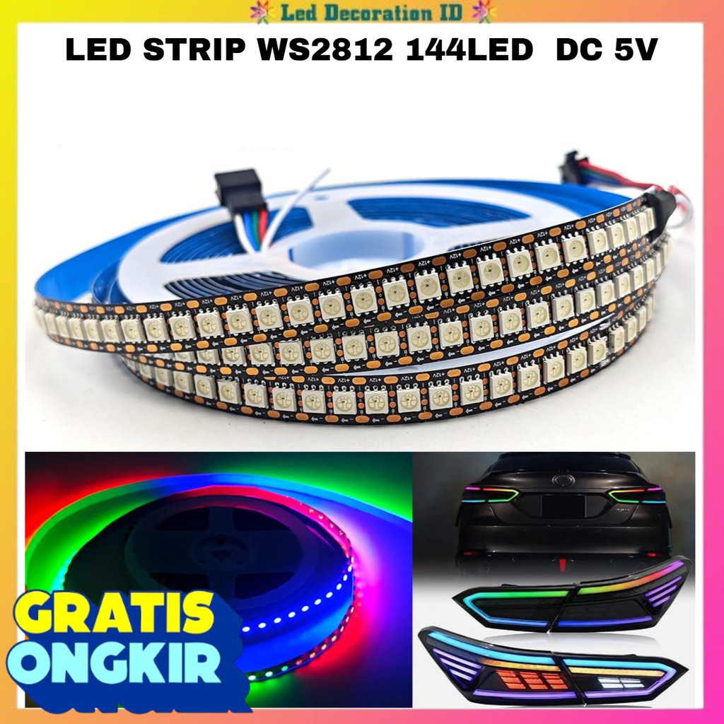 LAMPU LED STRIP DC5V WS2812B 5050 RGB 144L / LAMPU DEKORASI PLAFON / LAMPU CEILING LED RGB
