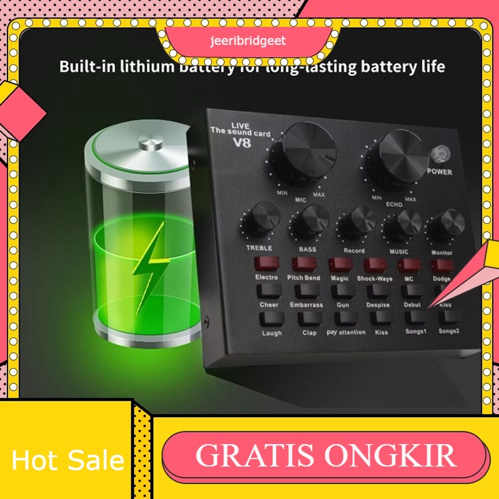 Live Sound Card Alat Karaoke Soundcard Bluetooth V8 Audio USB