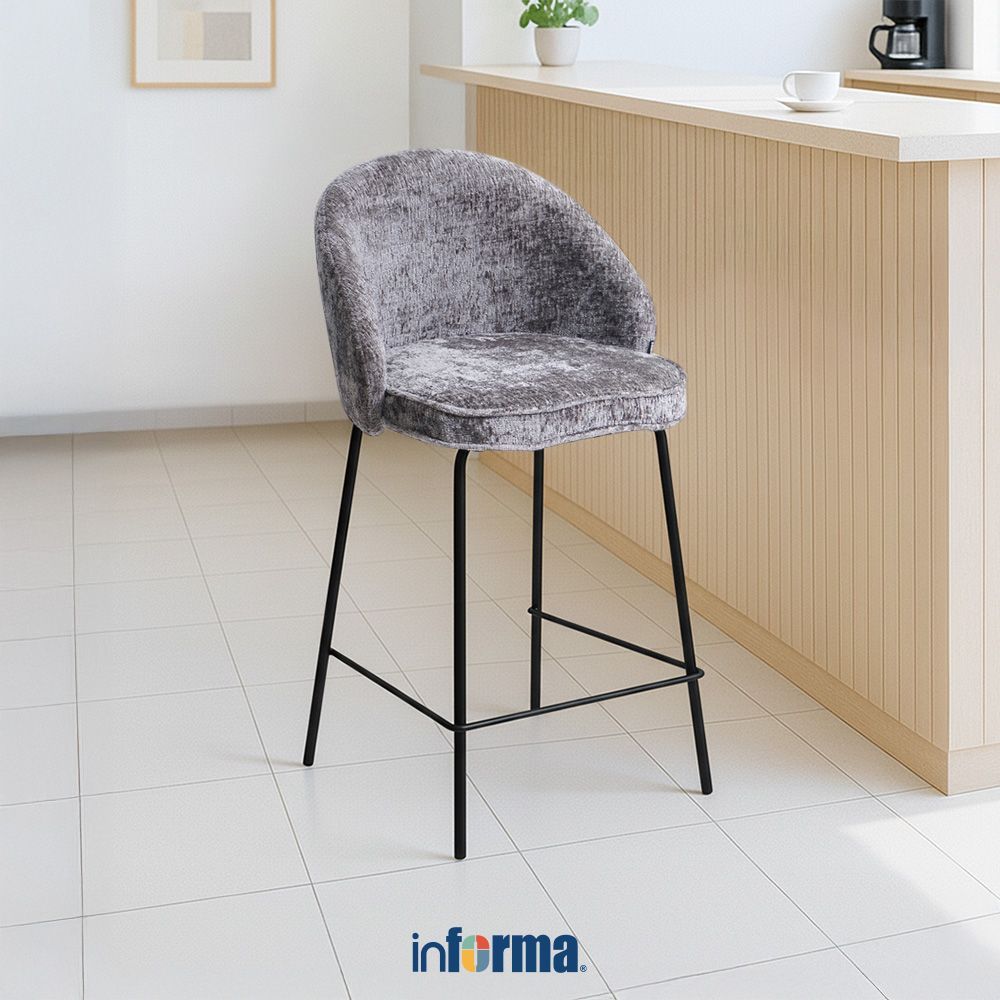 Informa Lavel Kursi Counter Fabric Bar Stool Kursi Kafe Bartending Furniture Ruang Makan Bangku Ting