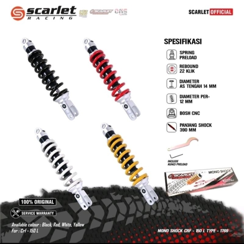 Shok Sok Belakang Monoshock CRF 150 / KLX 150 / D-Tracker 150 Merk Scarlet Racing Original tanpa Tab