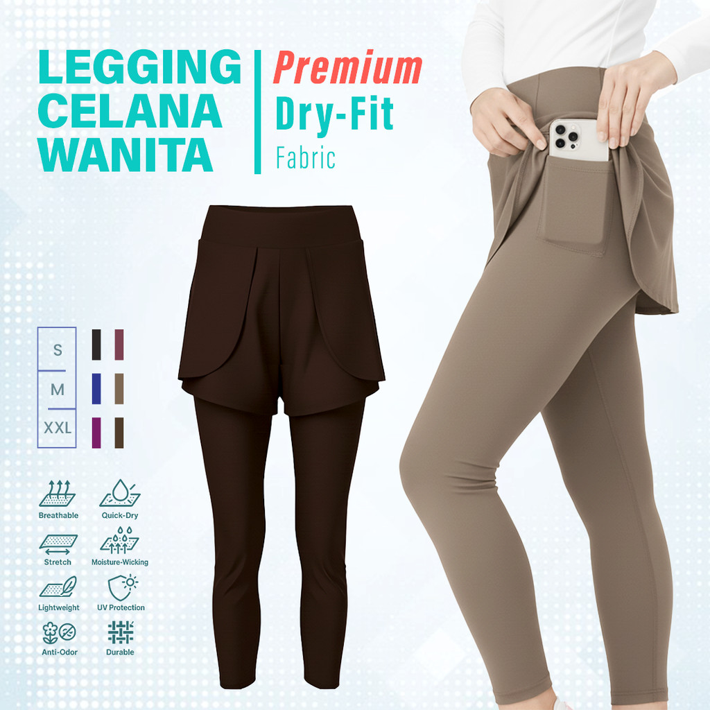Legging Celana Wanita Bawahan Olahraga Nyaman Dengan Saku Dalam