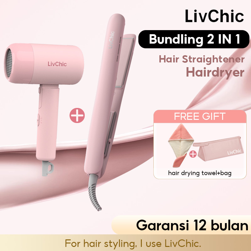 LivChic Official Bundling 2IN1 LS303S Catok Rambut + LD104 Hair Dryer