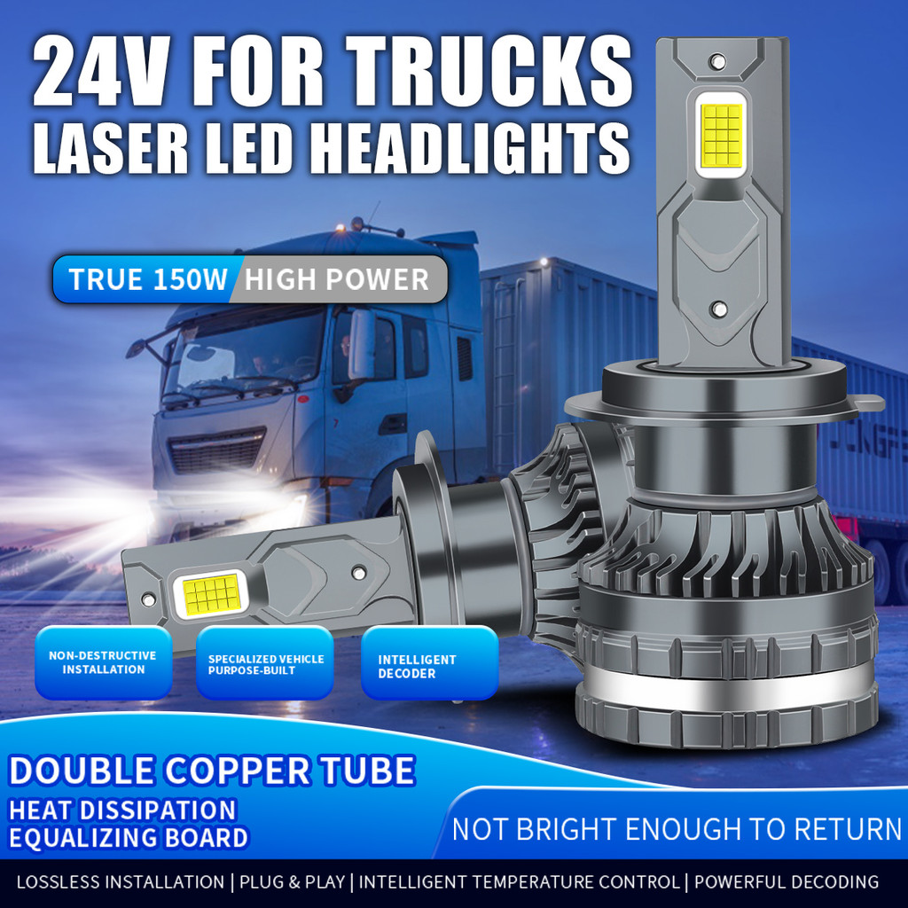 2PCS 24V Truck LED H7 Headlight h7 led bulb h1 led h3 led headlamp 24v H4 LED light Fog lights lorry