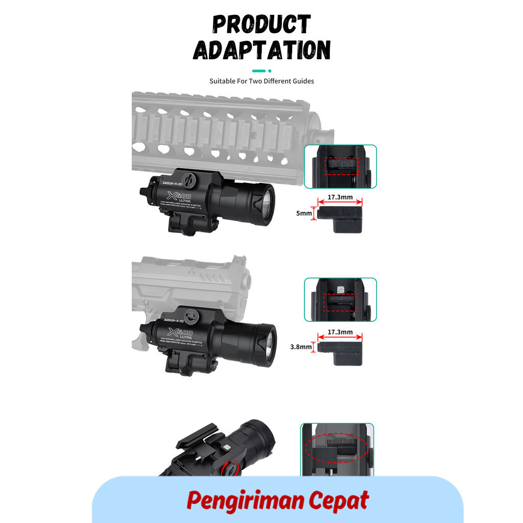 PCP X400U X400UH-A Tactical Scout Light 800lm High Power Airsoft Flashlight Red Dot Laser Pistol Han
