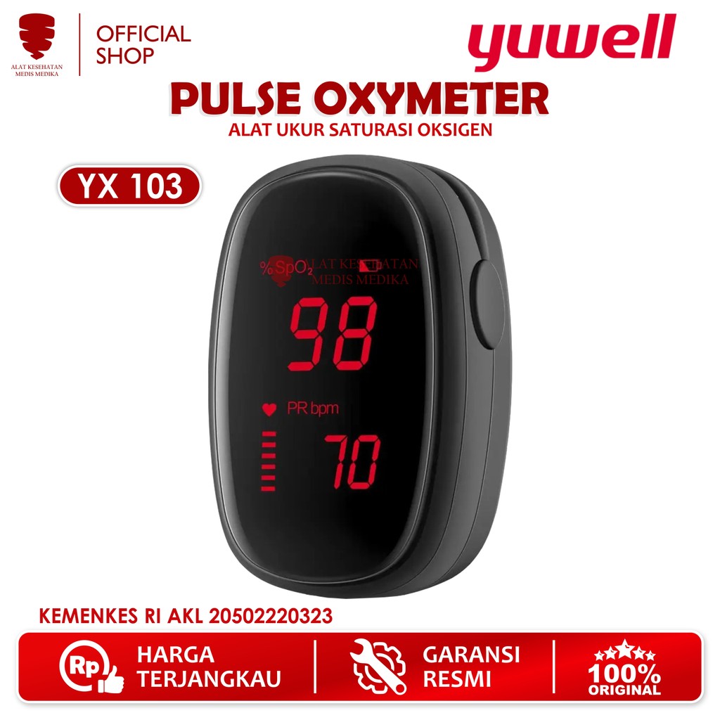 Pulse Oxymeter Oximeter Finger Fingertrip Alat Ukur Kadar Darah Cek Diagnosa Saturasi Oksigen Medis 