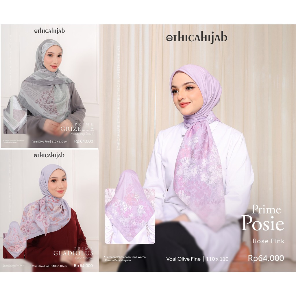 Ethica Hijab Prime || Hijab Ethica Segi Empat Motif || GRIZELLE || GLADIOLUS || POSIE ||PROMO BAZAR