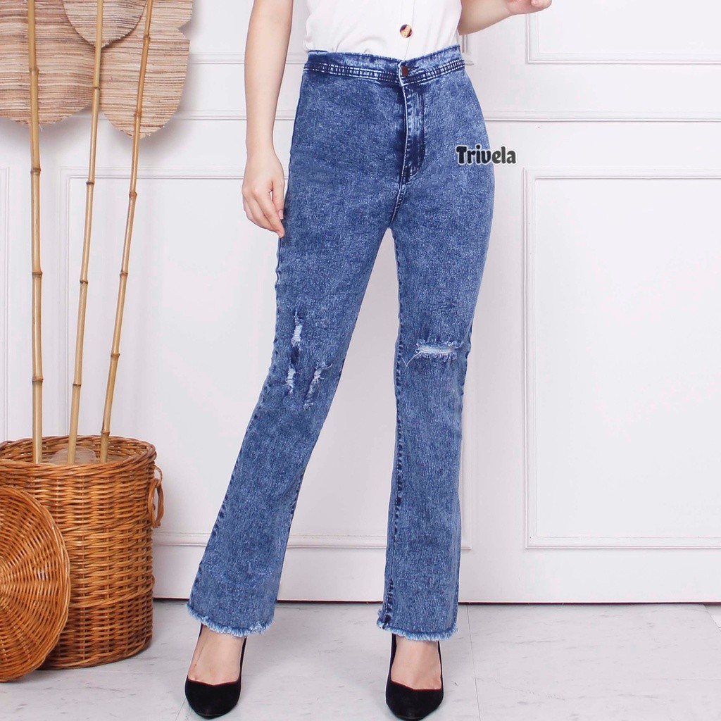 SC Yura Cutbray Ripped / Hw Jeans Cutbray Sobek Lapis / Hw Jeans Cutbray Hijab Friendly / Celana Pan