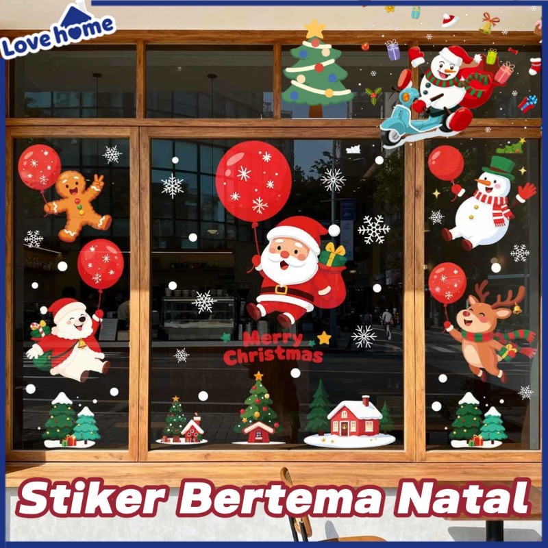Stiker Bertema Natal/Stiker Jendela Natal/Stiker Kaca Dekorasi Natal/Stiker Jendela Edisi Merry Chri