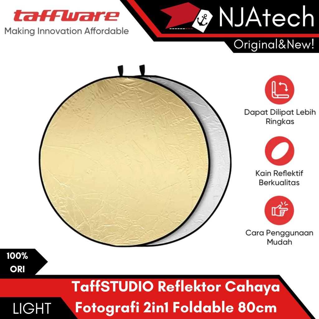 TaffSTUDIO Reflektor Cahaya Fotografi Studio 2in1 Foldable Portable 80cm - GO11 - Silver/Gold