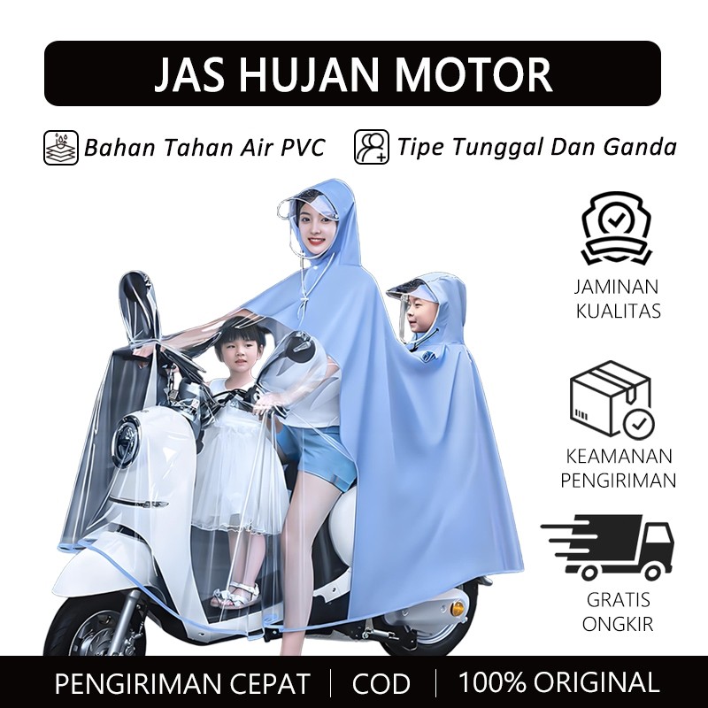 Jas Hujan Motor Ponco Pvc/Jas Hujan Wanita Dan Pria Motor/Jas Hujan Untuk Satu Orang Dan Dua Orang/F