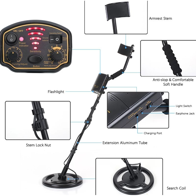 Gold Treasure Metal Hunter Professional Metal Detector Underground AR944M/AS944 Sear Depth 1.8M scan
