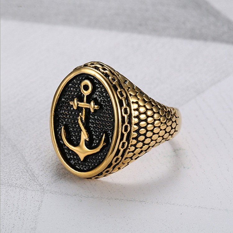 Vintage Pirate Anchor Ring Ancient gold Men's Ring Viking Ring Unisex Jewelry