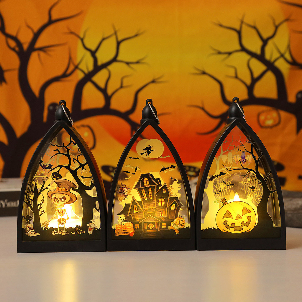 2025 Halloween Lantern Skull Pumpkin Led Light Gothic Vintage Castle Lantern Windows Walls Hanging L