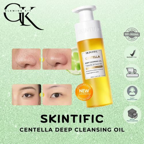 SKINTIFIC - CENTELLA DEEP CLEANSING OIL ( 200 ml ) - Pembersih Wajah Oil Cleanser Hapus Makeup