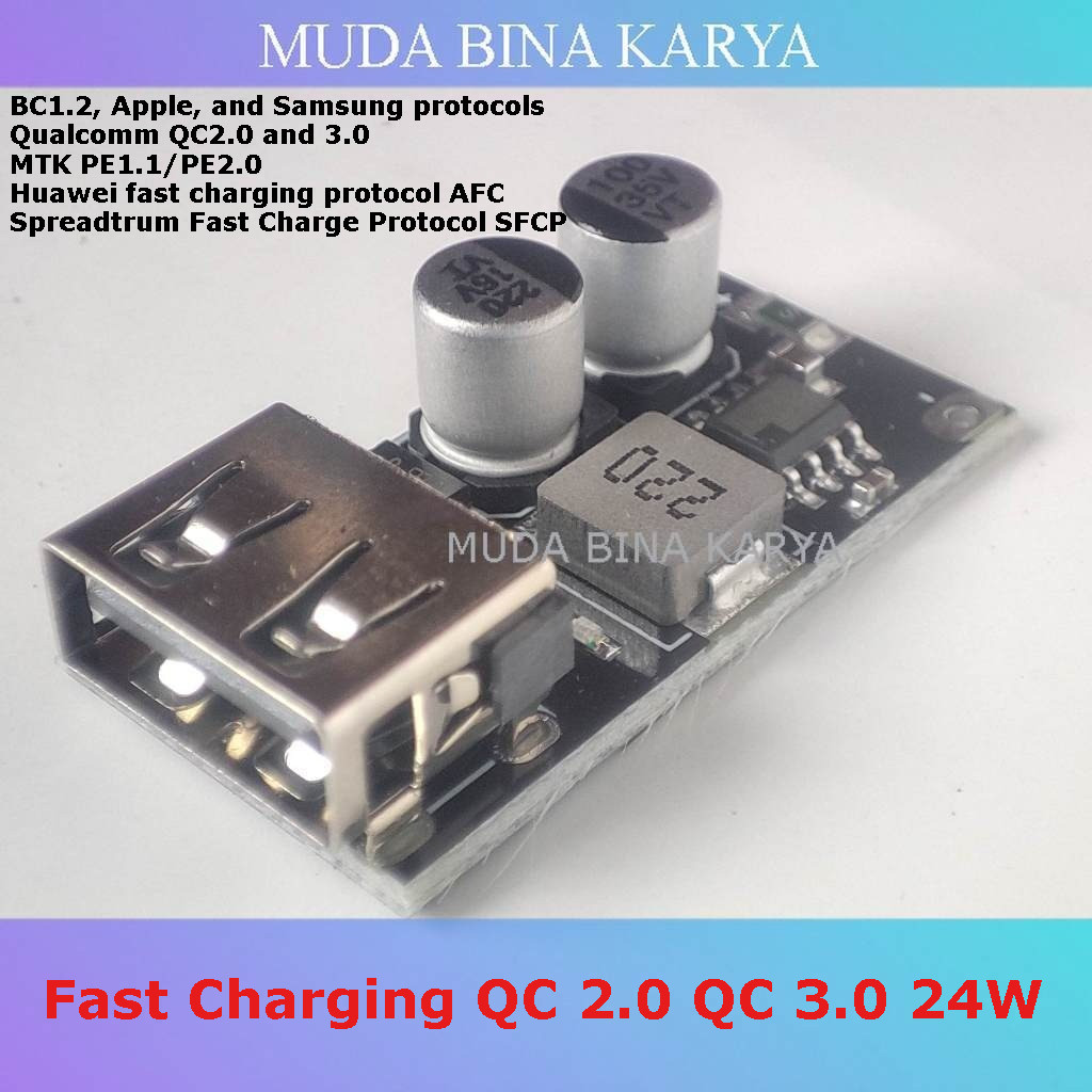 Modul USB Fast Charging QC 2.0 QC 3.0 24W Quick Charge Powerbank, Solar Panel, etc.