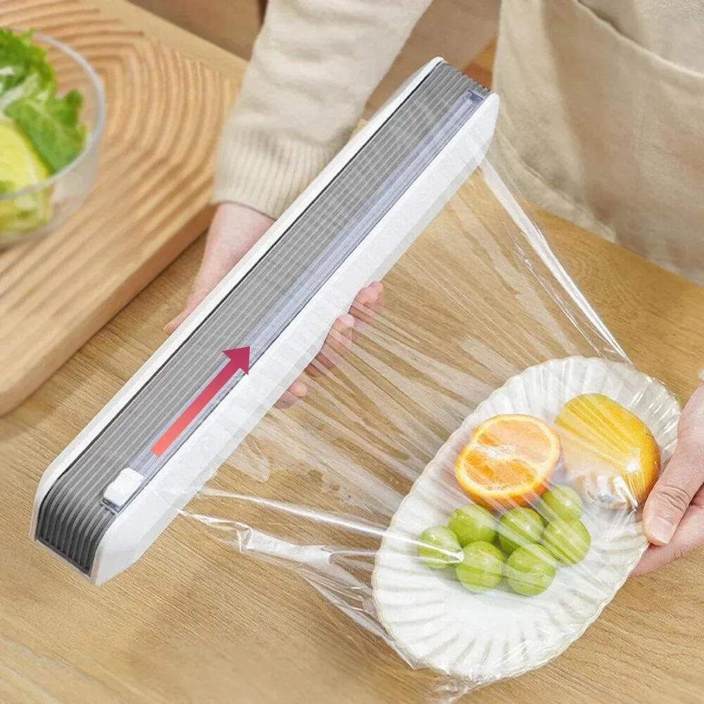Refillable Food Cling Film Wrap spenser with Cutter, Tin Aluminum Foil and Plastic Cling Wrap Organi