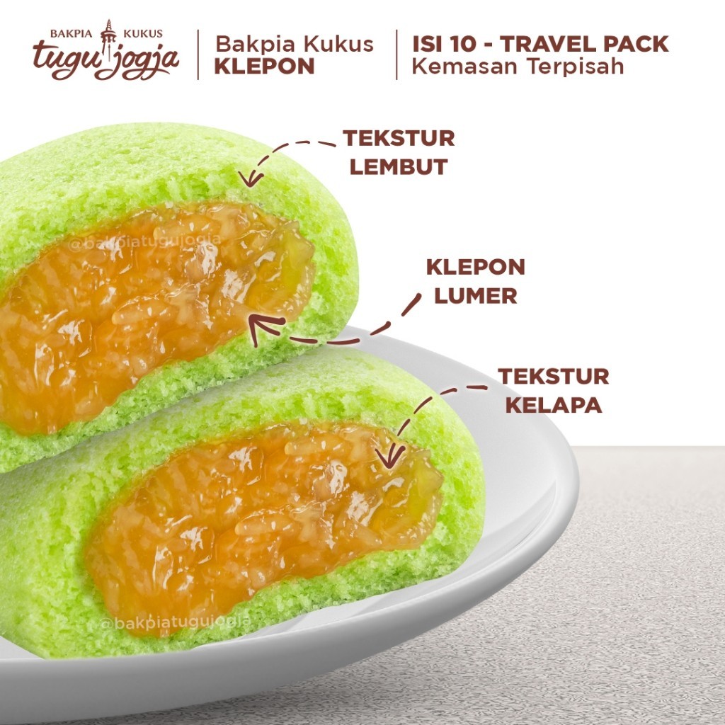 Bakpia Kukus Tugu Jogja Rasa Klepon Isi 10 Pcs - Travel Pack - Oleh-oleh Khas Jogja BUMI_SPICE