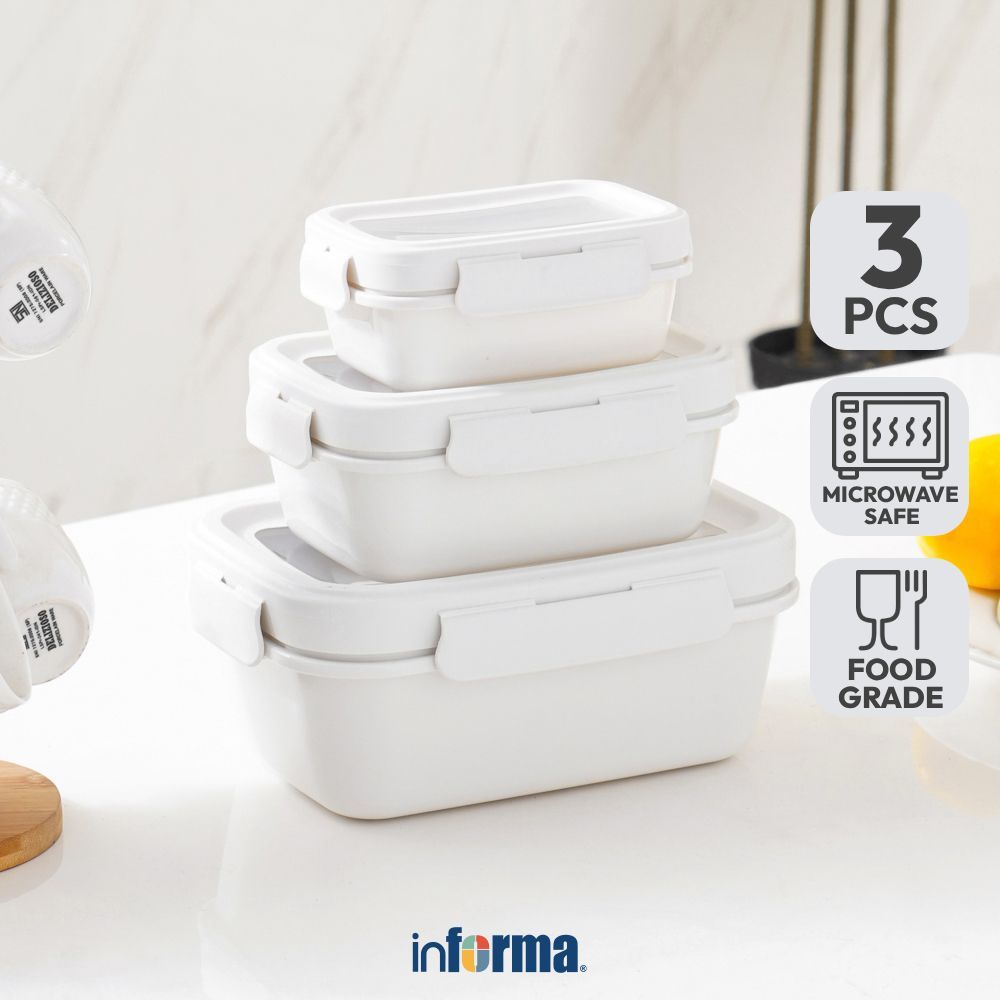 NEW PRODUK INFORMA APPETITE SET 3 PCS ARIA WADAH MAKANAN RECTANGLE FOOD CONTAINER KOTAK MAKAN FOOD