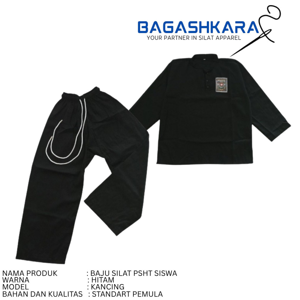 Sakral Siswa PSHT - Seragam Pencak Silat PSHT - Baju Celana PSHT Kancing -bagashkara silat apparel