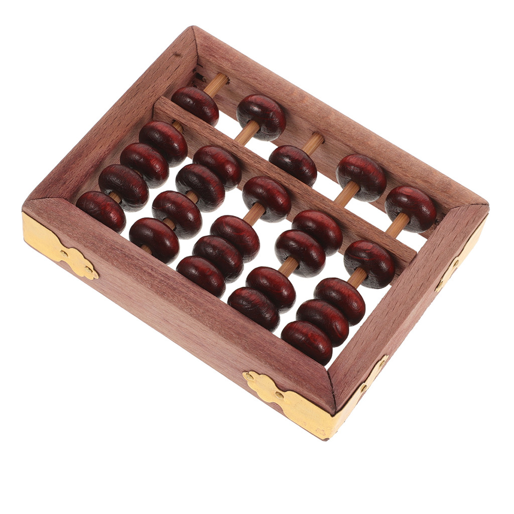 Solid Wood Abacus Vintage 5 Columns Red Beads Beechwood Math Toy Portable Children Gifts Arithmetic 