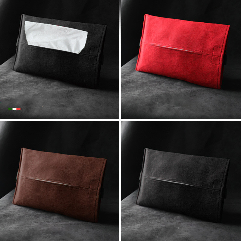 Car Suede Tissue Bag Storage Hidden Behind Screen Napkin Paper Holder Bag Universal Fixed Drawer Box