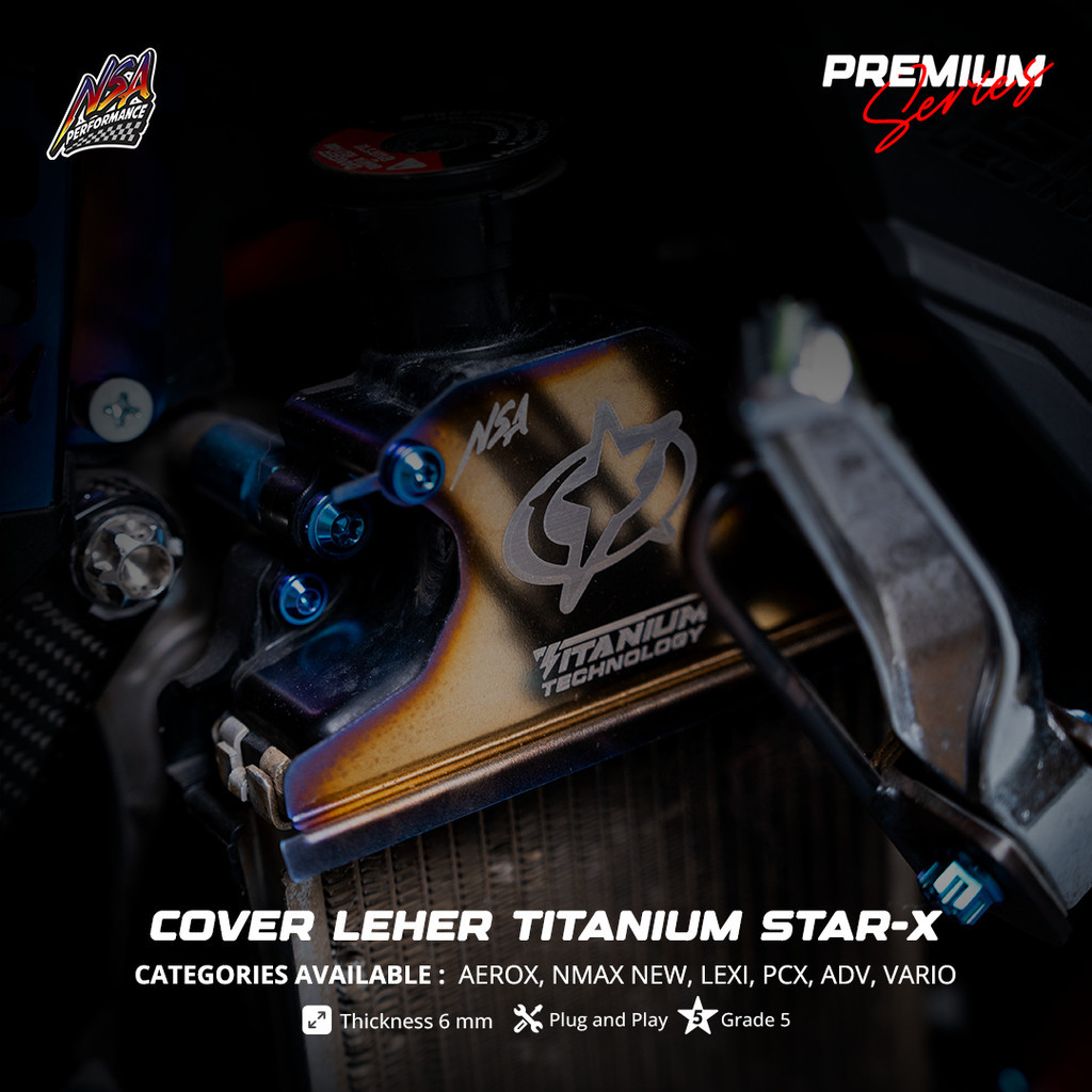 NSA PREMIUM SERIES COVER LEHER RADIATOR TITANIUM GR 5 LEHER RADIATOR TITANIUM VARIO AEROX NMAX PCX