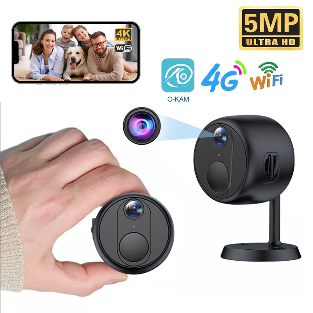128GB Mini Camera Wifi/4G Security 5MP 140 Degrees Ultra HD Video Surveillance CCTV Camera 3000mAh B