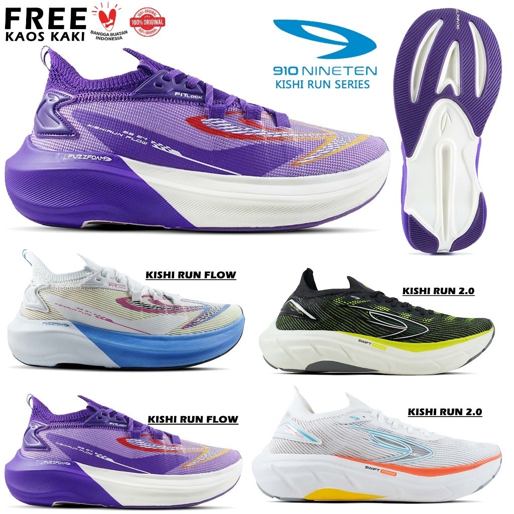 Sepatu Lari Running 910 Nineten Kishi Run 2.0 Kishi Run Flow Original Sepatu Daily Run Joging 910 Ni