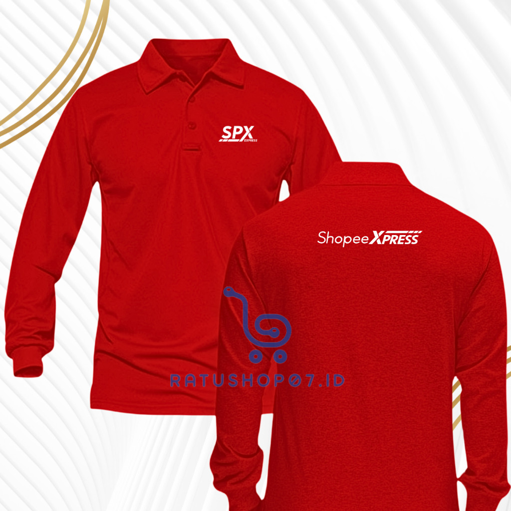 Baju Kaos Poloshirt Lengan Panjang Custom SABLON Logo SHOPEE EXPRESS - SPX FREE NAMA DAERAH Baju Kao
