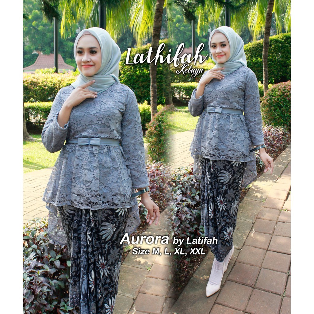 AF Setelan Kebaya Brukat Set Kebaya Modern Aurora Latifah Grey dan Lain nya