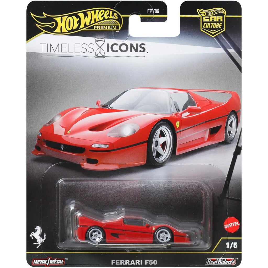 Original Mattel Hot Wheels Premium Car Culture1/64 Timeless Icons Red Ferrari F50 Mini Car Model Hot